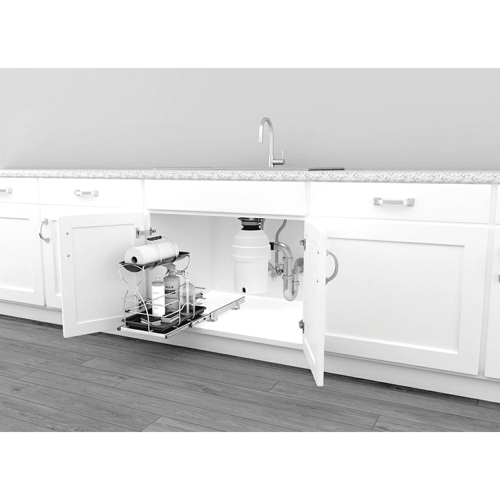 11-7/8" Undersink Cleaning Caddy for 30" Sink Cabinet, Silver Alt 3 - Image