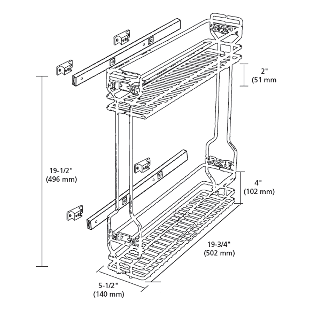 5-1/2" 2-Shelf Pullout Organizer, Chrome - Alt Image 3