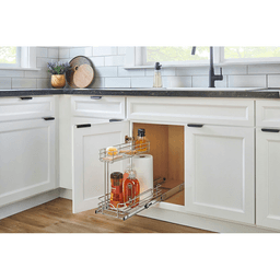 9-1/32" 2-Tier Undersink Steel Wire Pull-Out Container, Silver Alt 1 - Image