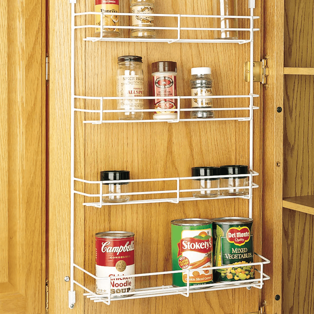 13-5/8" 4-Tier Wire Door-Mount Spice Rack, White - Alt Image 1