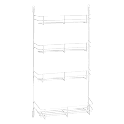 7-7/8" 4-Tier Wire Door-Mount Spice Rack, White - Main Image