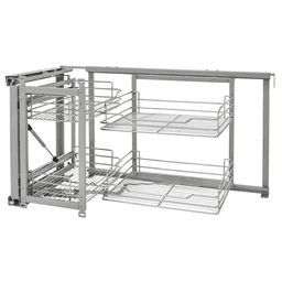 Universal Blind Corner Cabinet Organizer with Soft-Closing for 15" Cabinet Opening, Chrome - Main Image