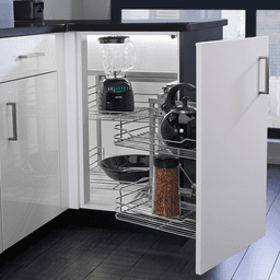 Universal Blind Corner Cabinet Organizer with Soft-Closing for 18" Cabinet Opening, Chrome - Alt Image 1