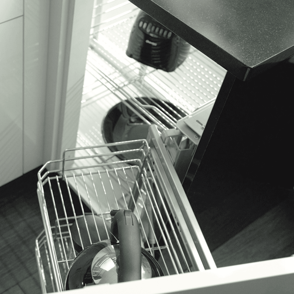 Universal Blind Corner Cabinet Organizer with Soft-Closing for 18" Cabinet Opening, Chrome - Alt Image 2
