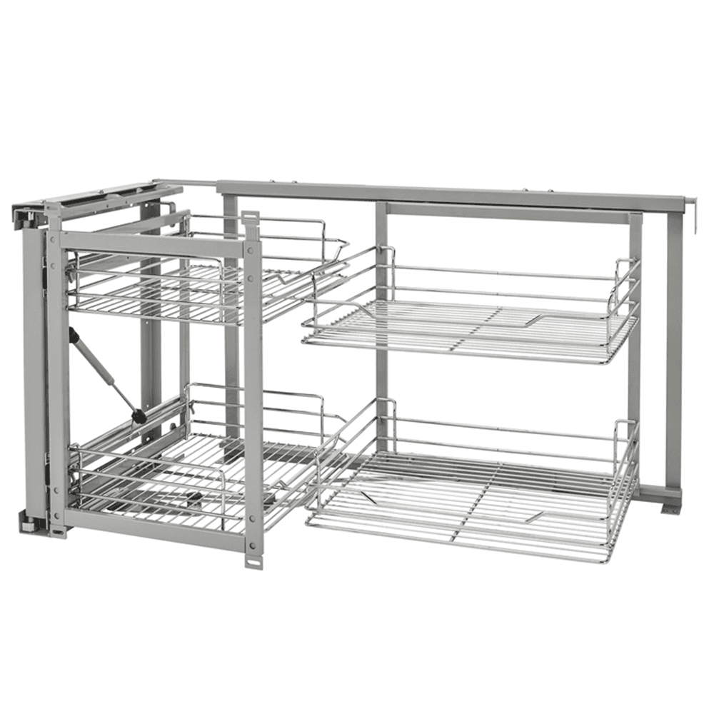 Universal Blind Corner Cabinet Organizer with Soft-Closing for 18" Cabinet Opening, Chrome - Main Image
