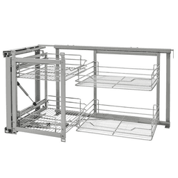 Universal Blind Corner Cabinet Organizer with Soft-Closing for 18" Cabinet Opening, Chrome - Main Image