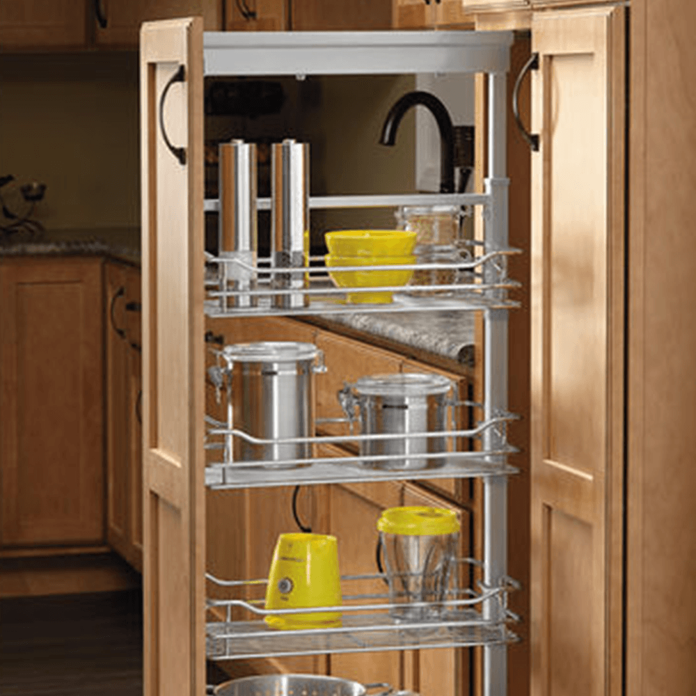 4" x 50-3/4" Pullout Pantry with Soft-Closing, Chrome - Alt Image 1