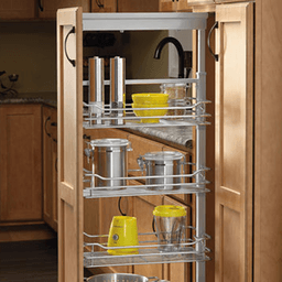 5750 17-9/16" x 50-3/4" 4-Shelf Pullout Pantry with Soft-Closing, Chrome - Alt Image 1