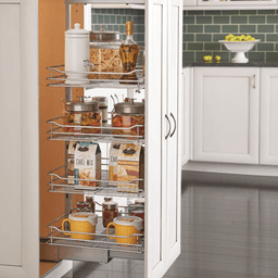 14-1/4" x 73-5/8" 6-Shelf Pullout Pantry with Soft-Closing, Chrome - Alt Image 1