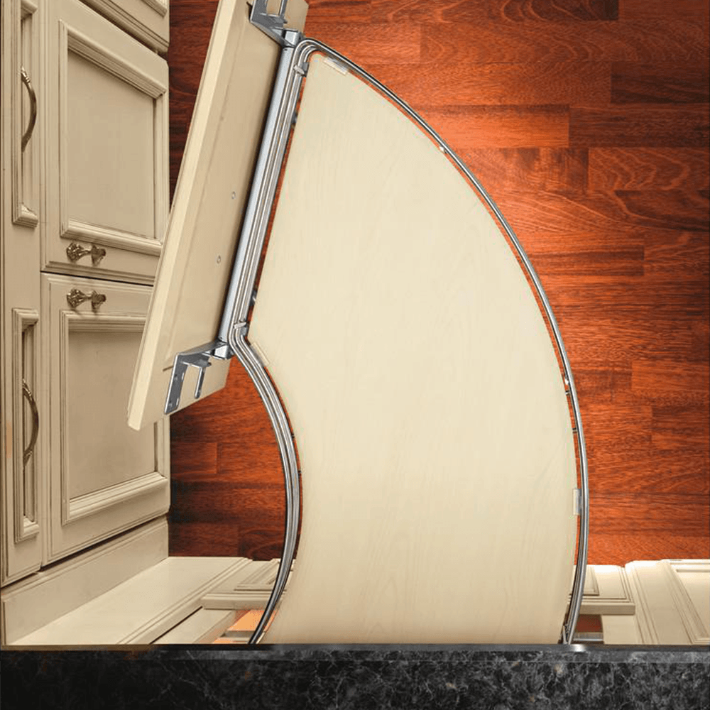 2-Tray Right-Hand Curved Blind Corner Unit for 18" Cabinet Opening, Chrome/Maple - Alt Image 2