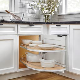 2-Tier Girasolo Left-Hand Blind Corner Pull-Out with Soft-Closing for 12" Cabinet Opening, Light Brown - Alt Image 2