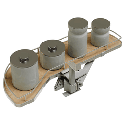 Single-Tier Girasolo Left-Hand Wood Classic Shelves Blind Corner Optimizer with Soft-Close for 12" Cabinet Opening, Light Brown Alt 8 - Image