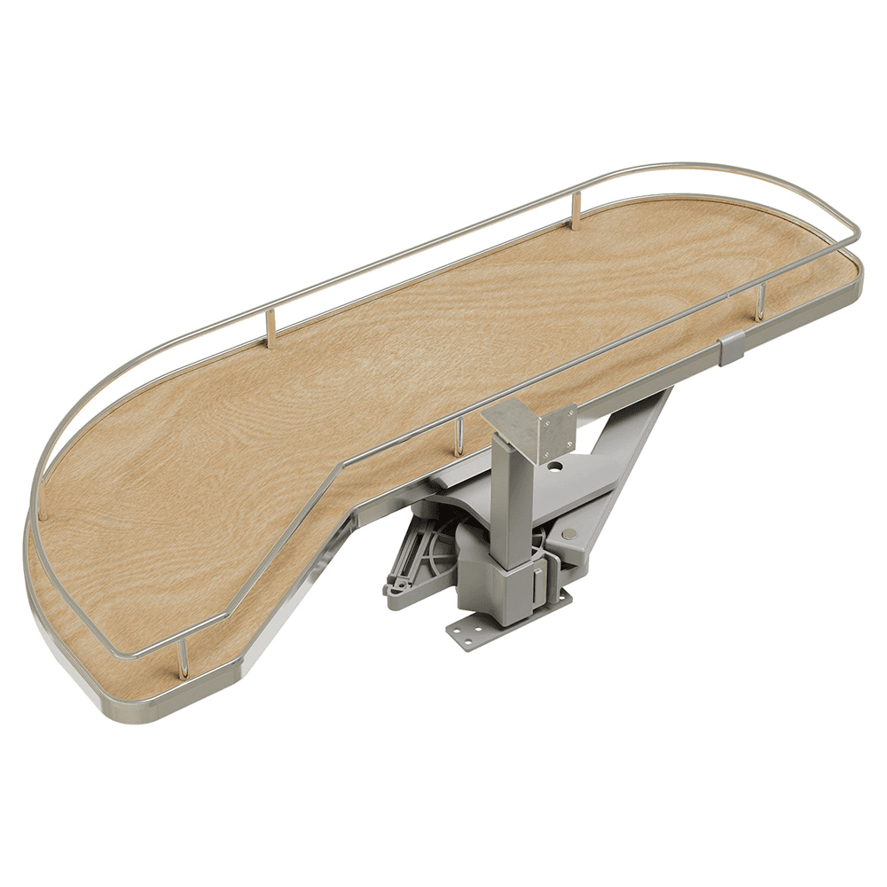 Single-Tier Girasolo Left-Hand Wood Classic Shelves Blind Corner Optimizer with Soft-Close for 12" Cabinet Opening, Light Brown Main - Image