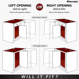 Single-Tier Girasolo Left-Hand Wood Classic Shelves Blind Corner Optimizer with Soft-Close for 15" Cabinet Opening, Light Brown Alt 11 - Image