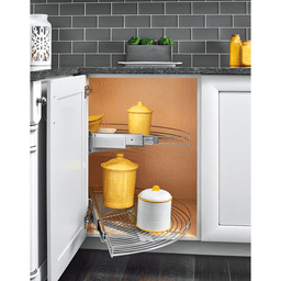 5-1/8" Chrome Wire Half Moon Organizer Blind Corner Cabinets, Silver Alt 4 - Image