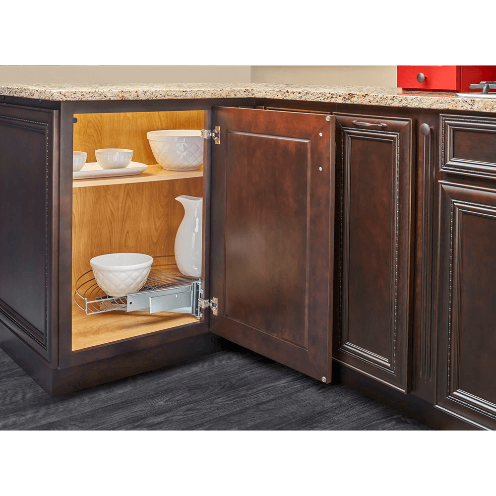 5-1/8" Chrome Wire Half Moon Organizer Blind Corner Cabinets, Silver Alt 5 - Image