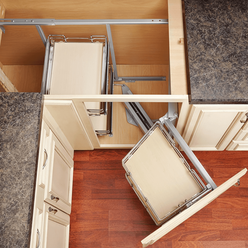 Right-Hand Blind Corner Cabinet Organizer for 17-3/4" Cabinet Opening, Chrome/Maple - Alt Image 3