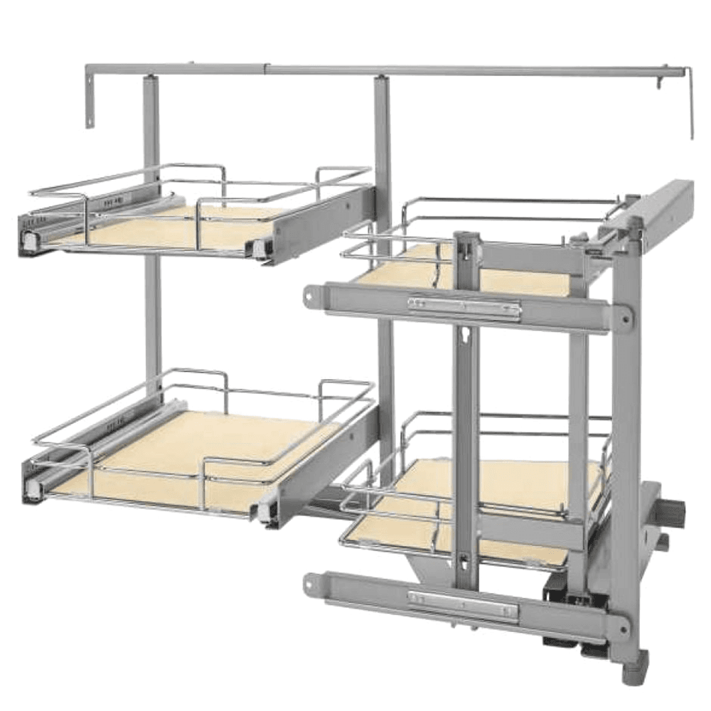 Right-Hand Blind Corner Cabinet Organizer for 17-3/4" Cabinet Opening, Chrome/Maple - Main Image