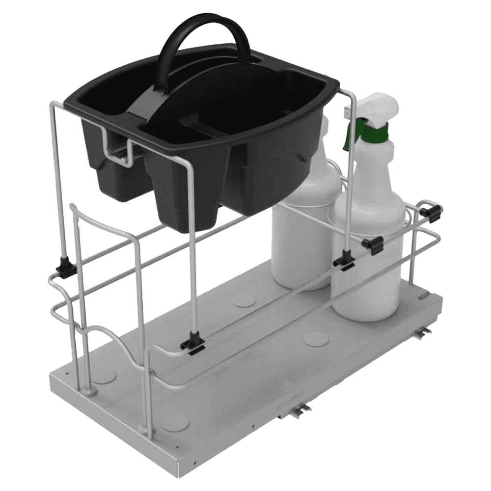 9-1/4" 1-Tier Pullout Cleaning Caddy, Silver - Alt Image 1