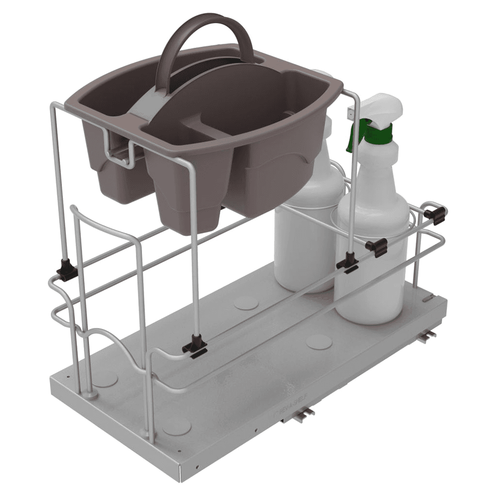 9-1/4" 1-Tier Pullout Cleaning Caddy, Silver - Main Image