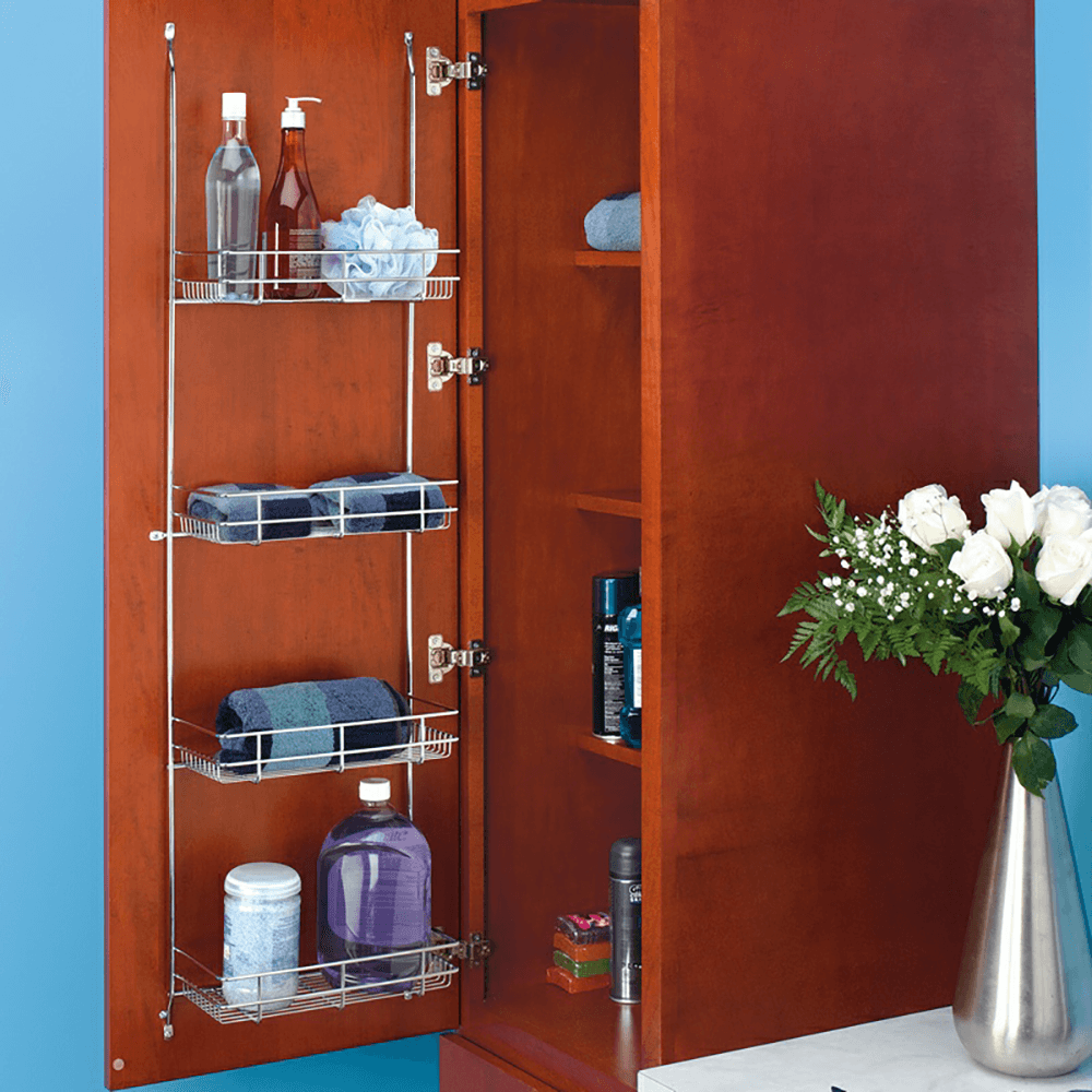 12-1/4" 4-Tier Door Mount Linen Rack, Polished Chrome - Alt Image 2