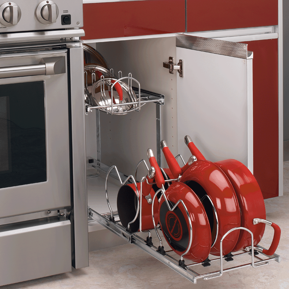 20-1/2" 2-Tier Cookware Organizer, Chrome - Alt Image 1