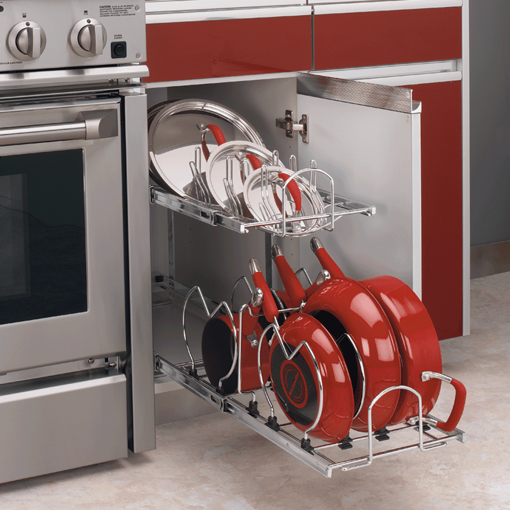 20-1/2" 2-Tier Cookware Organizer, Chrome - Alt Image 3