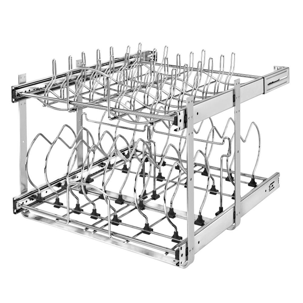 20-3/4" 2-Shelf Cookware Organizer with Soft-Closing, Chrome - Main Image