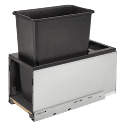 Single 30 QT Bottom-Mount LEGRABOX Waste Container Pullout, BLUMOTION Soft-Closing, Black - Main Image