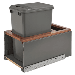 Single Bin 35 QT Bottom-Mount LEGRABOX Waste Container Pullout, BLUMOTION Soft-Closing, Orion Gray/Natural Maple - Alt Image 1