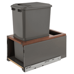 Single 50 QT Bottom-Mount LEGRABOX Waste Container Pullout, BLUMOTION Soft-Closing, Orion Gray/Natural Maple - Alt Image 1