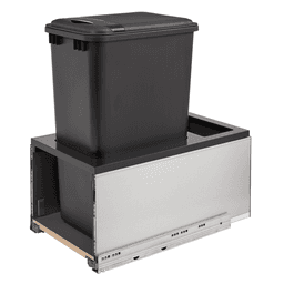 Single 50 QT Bottom-Mount LEGRABOX Waste Container Pullout, BLUMOTION Soft-Closing, Black - Main Image