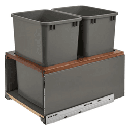 Double 35 QT Bottom-Mount LEGRABOX Pull Out Waste Container with BLUMOTION Soft-Closing, Orion Gray/Natural Maple - Alt Image 1