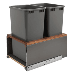 Double 50 QT Bottom-Mount LEGRABOX Pull Out Waste Container with BLUMOTION Soft-Closing, Orion Gray/Natural Maple - Alt Image 1