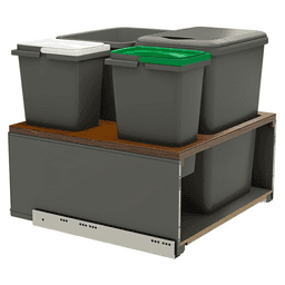 Double 35 QT/8 Liter Bottom-Mount Waste Container Pull-Out with BLUMOTION Soft-Close, Orion Gray Main - Image