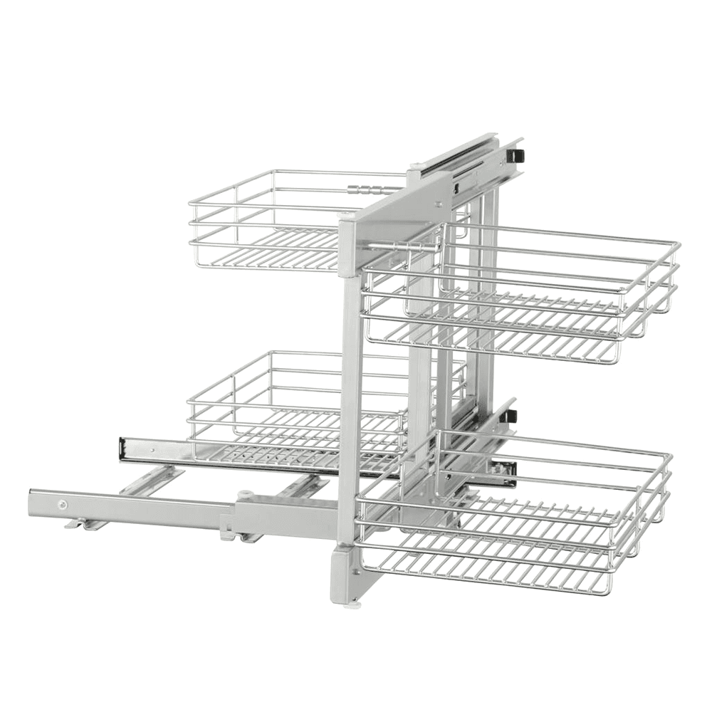 Universal Blind Corner Optimizer for 15" Cabinet Opening, Chrome - Alt Image 1