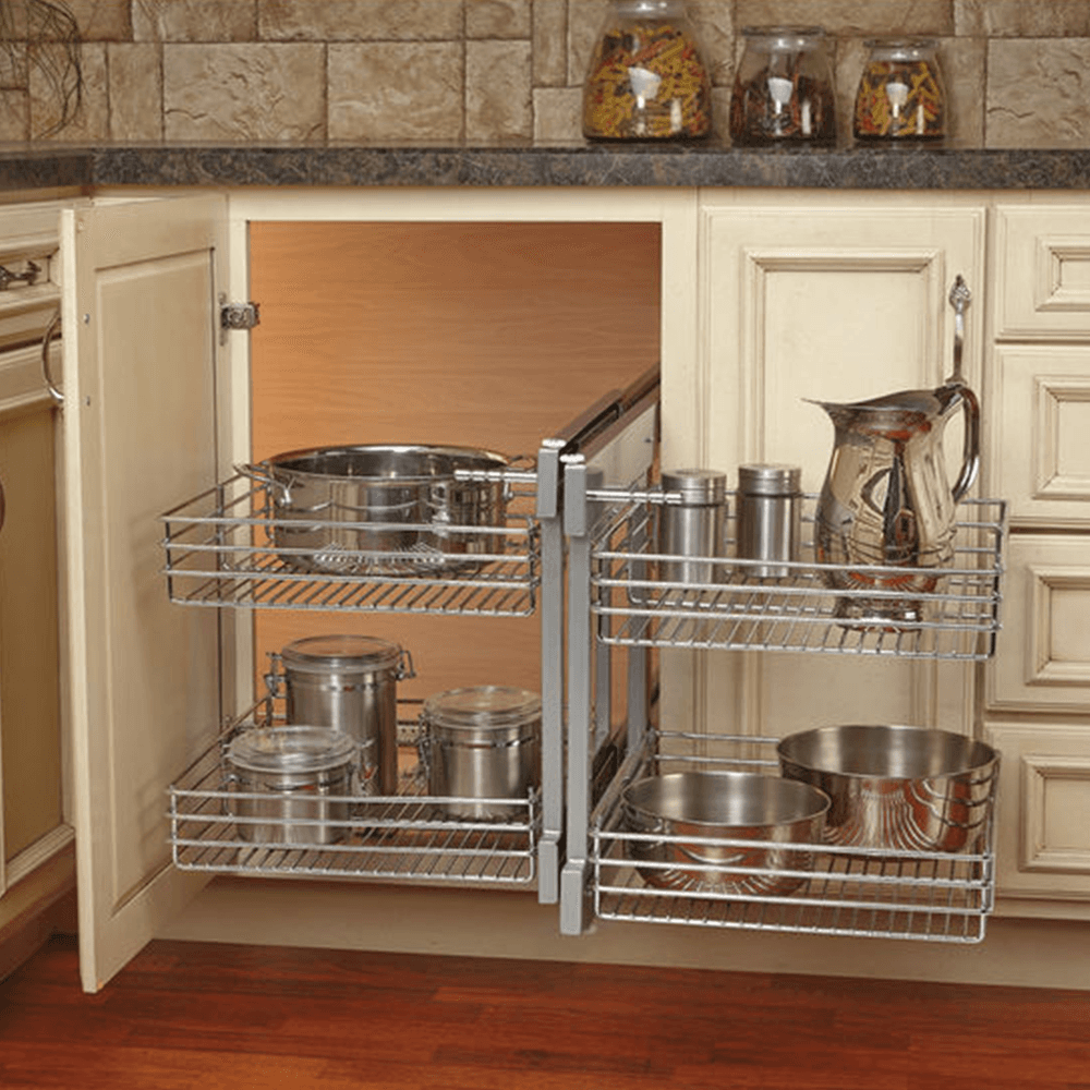 Universal Blind Corner Optimizer for 15" Cabinet Opening, Chrome - Alt Image 3