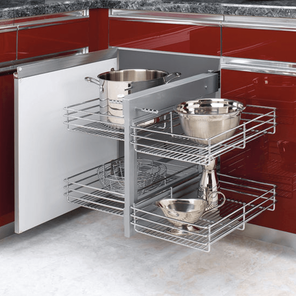 Universal Blind Corner Optimizer for 15" Cabinet Opening, Chrome - Alt Image 4