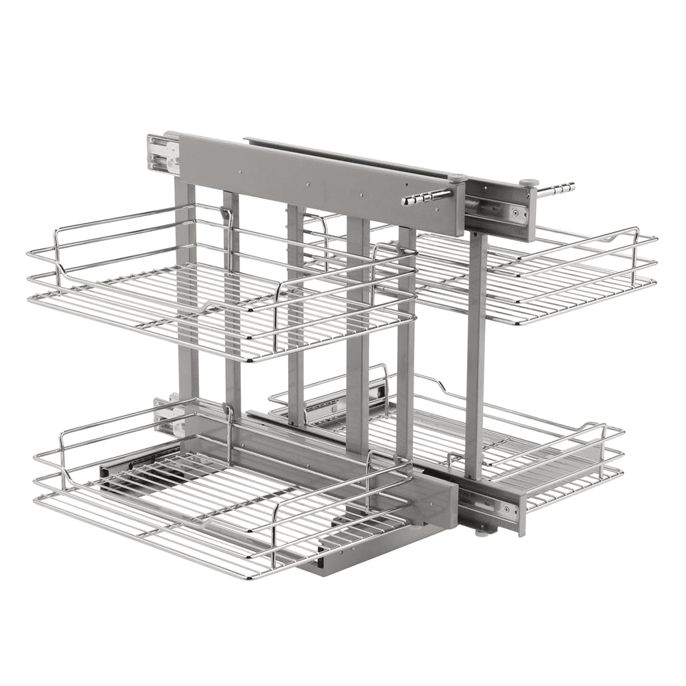 Universal Blind Corner Optimizer with Soft-Closing for 18" Cabinet Opening, Chrome - Alt Image 1