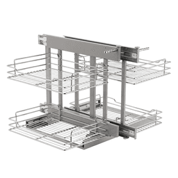 Universal Blind Corner Optimizer with Soft-Closing for 18" Cabinet Opening, Chrome - Alt Image 1