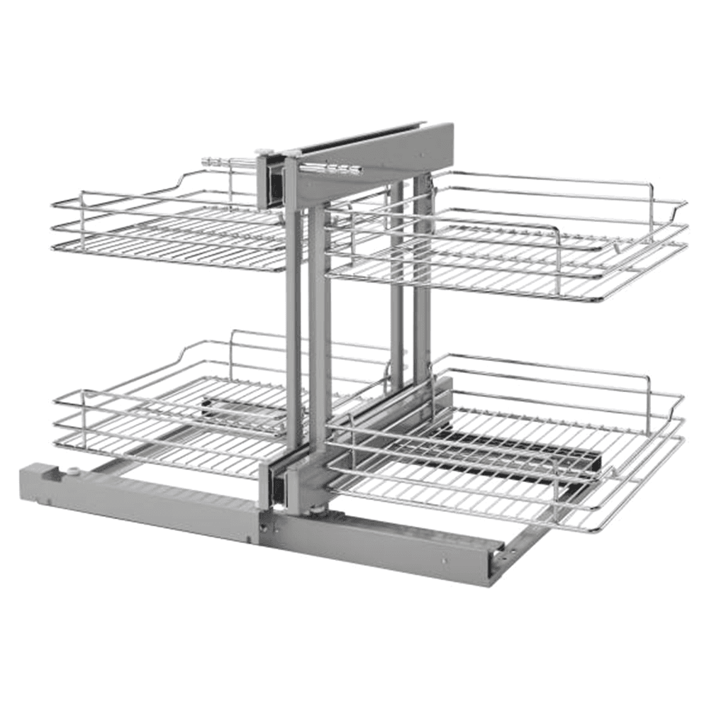 Universal Blind Corner Optimizer with Soft-Closing for 18" Cabinet Opening, Chrome - Main Image