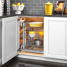 3-Tier Universal Blind Corner Optimizer with Soft-Closing for 18" Cabinet Opening, Chrome/Metallic Silver - Alt Image 3