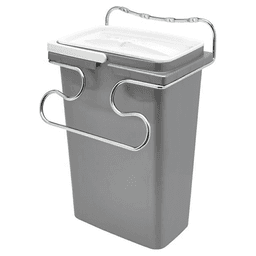 8 Liter Single Door Mount Waste Container for 12-3/4" Cabinet opening, Metallic Silver - Main Image