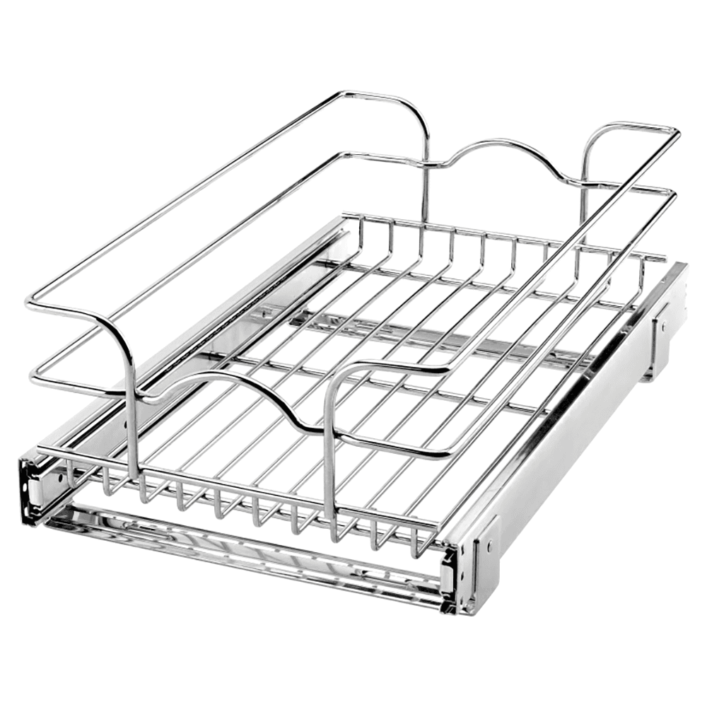 14-1/2" Single Wire Pull-Out Shelves with Soft-Closing, Chrome - Alt Image 2