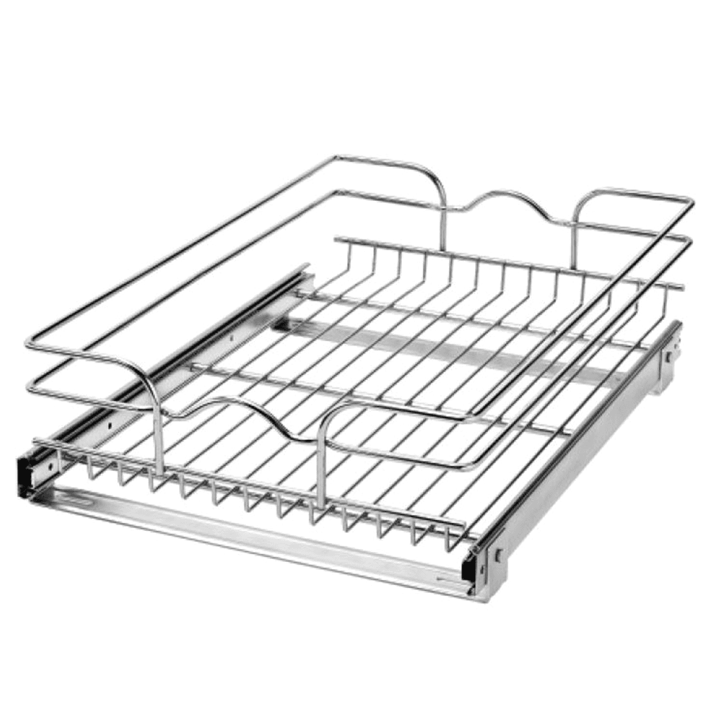 14-3/8" 1-Tier Single Pullout Wire Basket 22" Slides, Chrome - Main Image