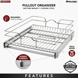 17-1/2" 1-Tier Wire Pull-Out Basket with 20" Slides, Chrome Alt 10 - Image