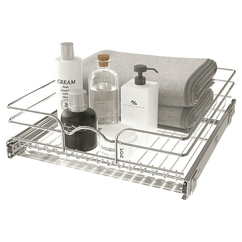 17-1/2" 1-Tier Wire Pull-Out Basket with 20" Slides, Chrome Alt 4 - Image