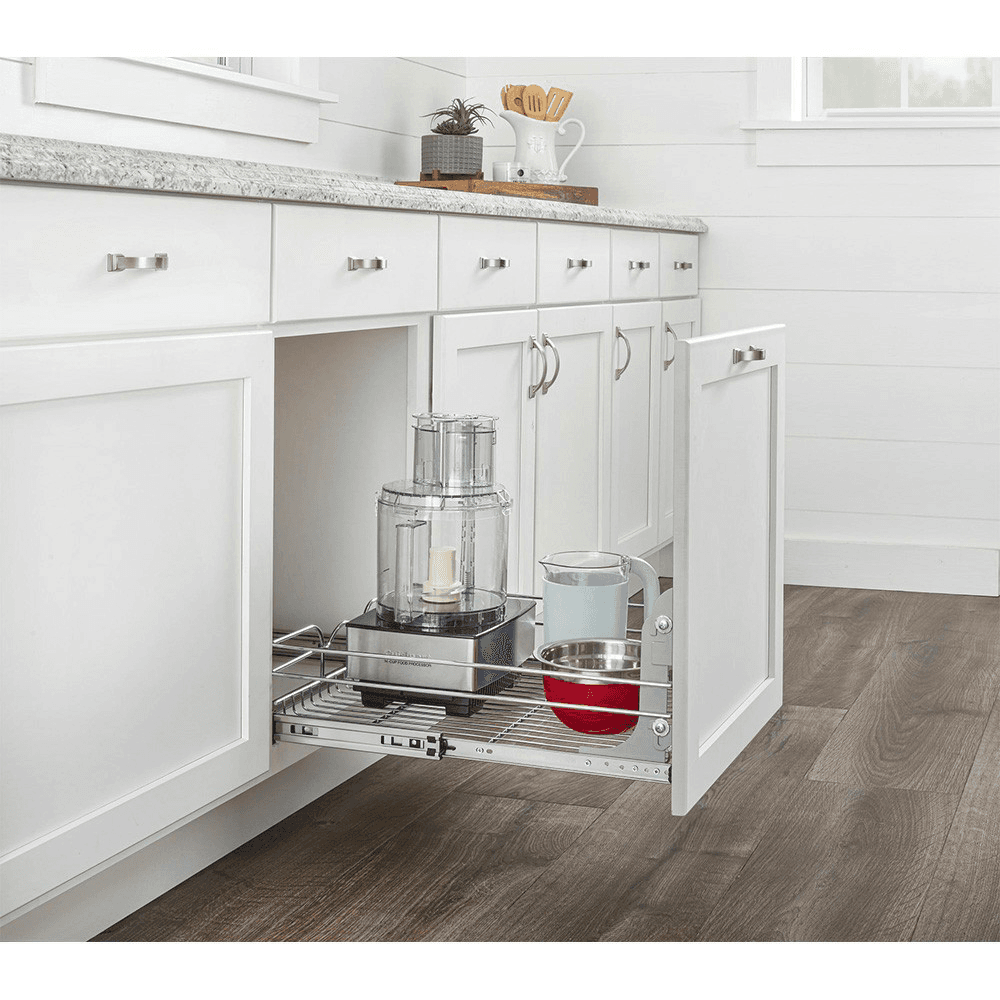 17-1/2" 1-Tier Wire Pull-Out Basket with 20" Slides, Chrome Alt 6 - Image
