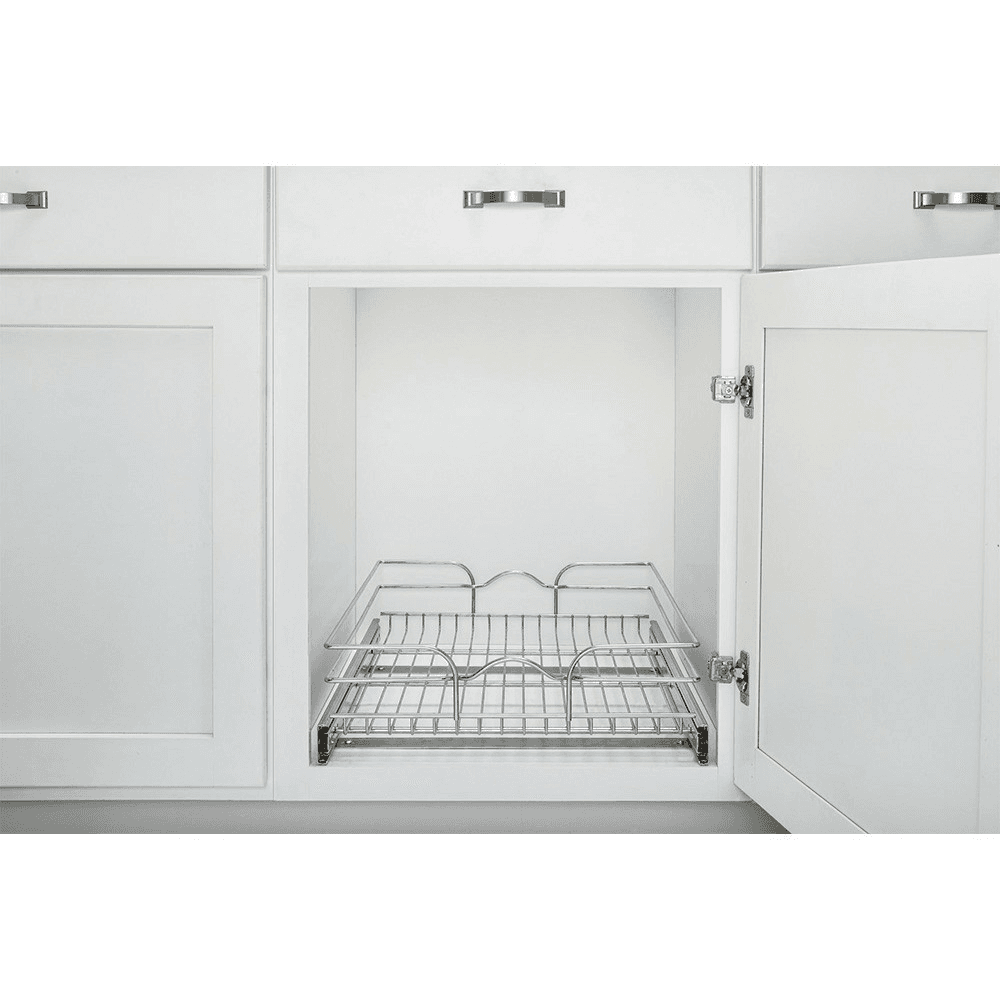 17-1/2" 1-Tier Wire Pull-Out Basket with 20" Slides, Chrome Alt 7 - Image