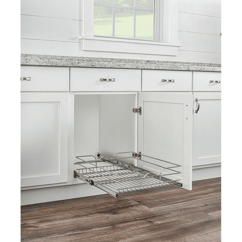 17-1/2" 1-Tier Wire Pull-Out Basket with 20" Slides, Chrome Alt 8 - Image